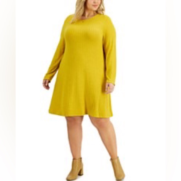 Hacci Ribbed Brushed Swing Women Dress, Nwt. Size Large